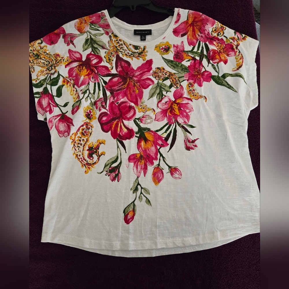 Investments Floral Print Women's Top - Pink and Green